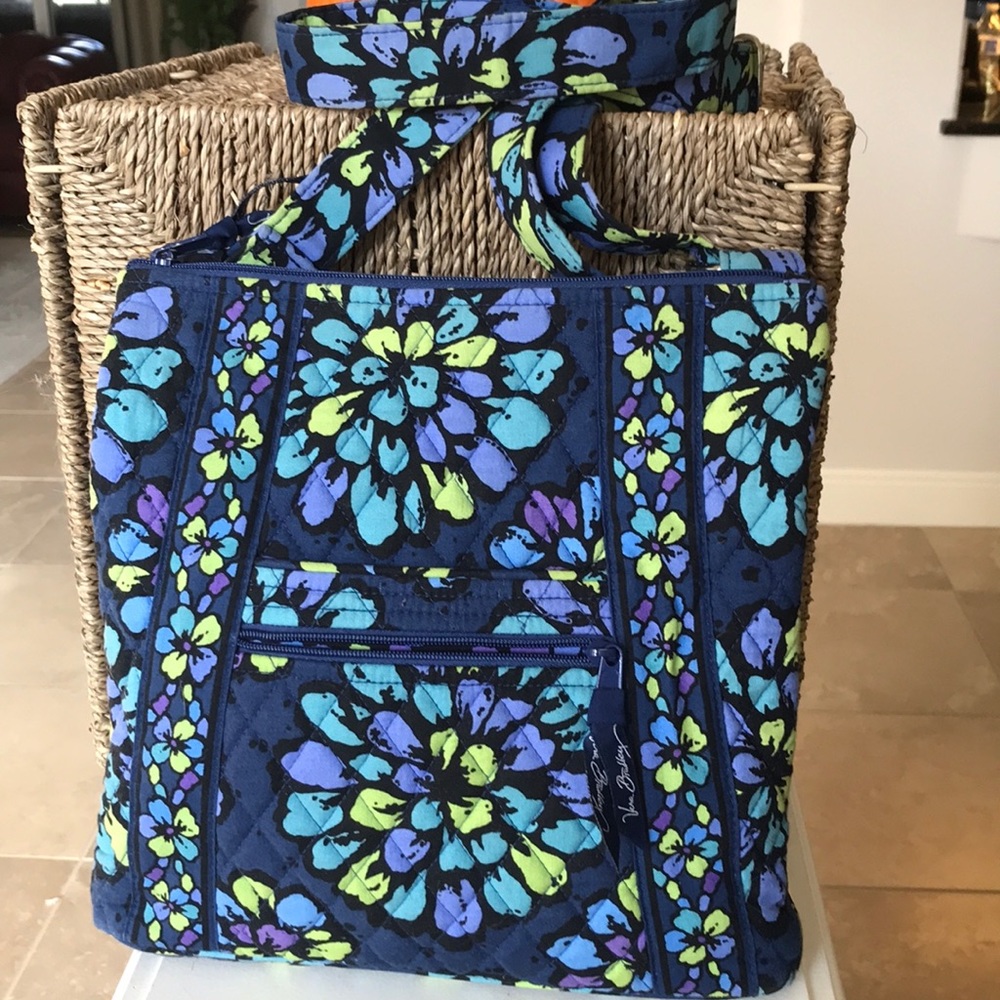 Vera Bradley blue, purple green crossbow satchel